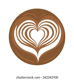 Heart Latte Art Hot Coffee Logo Icon Symbol