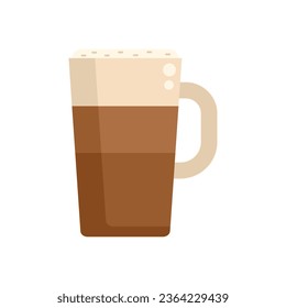 Heart latte icon flat vector. Cafe cup. Cream mocha isolated
