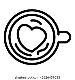 Heart latte icon. Outline heart latte vector icon for web design isolated on white background