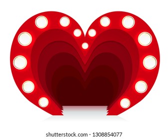 Heart layered decoration, with retro lights