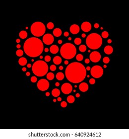 Heart of layers on a black background - vector