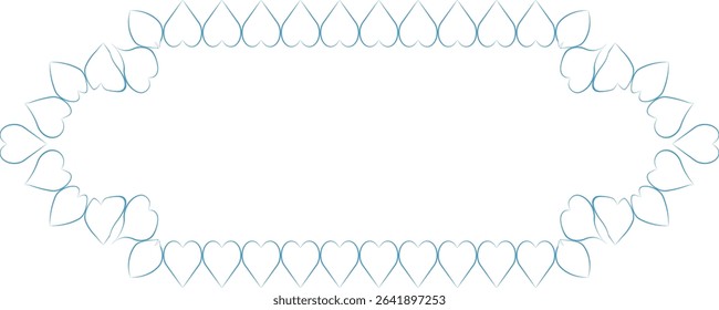 Heart Leaf Border Frame – Light Blue Botanical Outline Vector with Elegant Leafy Pattern for Wedding Invitations, Greeting Cards, Scrapbooking, Labels, and Nature-Inspired Designs