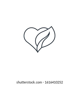 heart with leaf creative icon. From Recycling icons collection. Isolated heart with leaf sign on white background