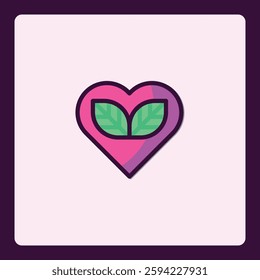 Heart and Leaf Emblem Illustrating Love for Nature and Organic Lifestyle