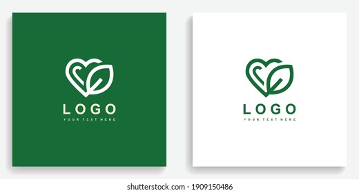Heart Leaf Icon Symbol Logo. Modern logo icon template vector design svg