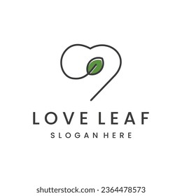 Símbolo de icono de hoja de corazón diseño vectorial de la plantilla de icono de logotipo
