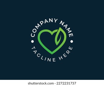 Heart Leaf Logo Concept icon sign symbol Design Element. Valentine's Day, Love, Health Care, Medical Logotype. Vector illustration template