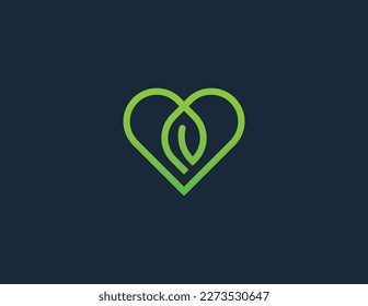 Símbolo de signo de icono de concepto de logotipo de hoja de corazón Diseño de elemento. Amor, Salud, Ecología, Herbal, Spa, Salón de Belleza, Boutique, Productos Naturales, Logotipo Orgánico. Plantilla de ilustración de vector