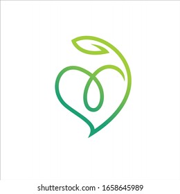 Heart leaf logo design concept