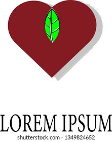 heart and leaf logo design, love green nature - Vector