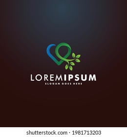 Vector de plantilla de diseño de logotipo de hoja de corazón