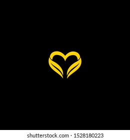 Heart Leaf Logo Design Vector Template .