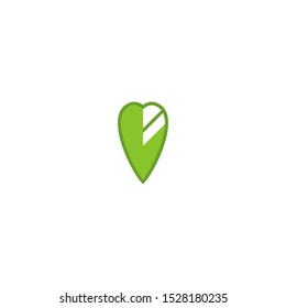 Heart Leaf Logo Design Vector Template .