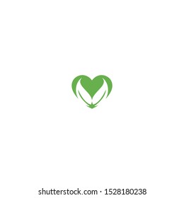 Heart Leaf Logo Design Vector Template .