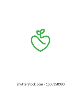 Heart leaf logo, healthy heart logo vector design template