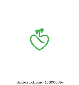 Heart leaf logo, healthy heart logo vector design template