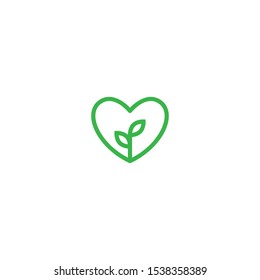 Heart leaf logo, healthy heart logo vector design template