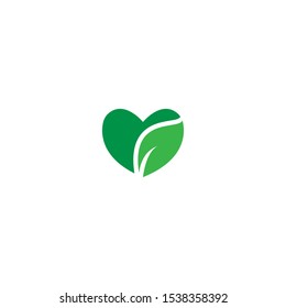 Heart leaf logo, healthy heart logo vector design template