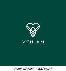 Heart with leaf logo icon design vector