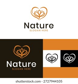 Logotipo de la hoja del corazón que simboliza el cuidado, el amor, el bienestar y la salud natural. Perfecto para marcas de cuidado orgánico, productos herbales, etiquetas de belleza, servicios holísticos, nuevas empresas de bienestar ecológico y marcas relacionadas con la salud.