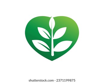 heart and leaf logo vector