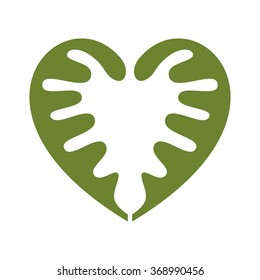 heart and leaf logo vector.