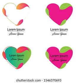 Heart and leaf logo vector. Pink and green love icon. Love nature and recycle design idea. Save and love word.