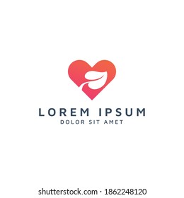 heart and leaf negative space logo design