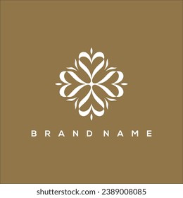 heart and leaf ornament luxury logo vector