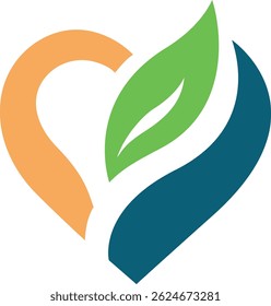 Heart and Leaf Symbol for Health and Wellness