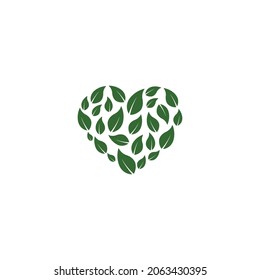 Heart with leaf, vegan loves, go vegan, vegetarian simple icon vector illustration