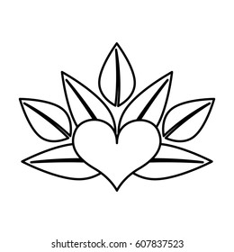 heart with leafs emblem vector illustration design