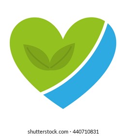 heart with leafs  isolated icon design