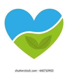 heart with leafs  isolated icon design