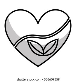 heart with leafs plant icon vector illustration design