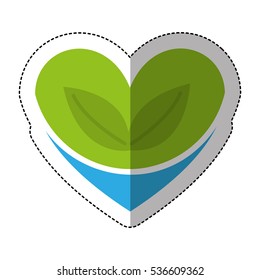 heart with leafs plant icon vector illustration design