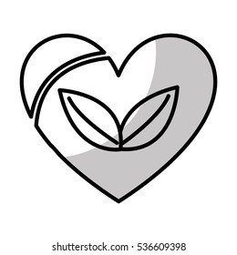 heart with leafs plant icon vector illustration design
