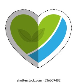 heart with leafs plant icon vector illustration design