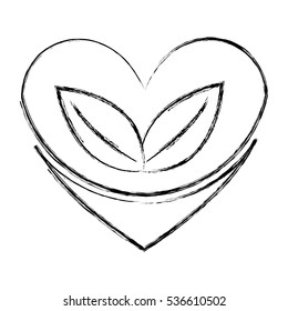 heart with leafs plant icon vector illustration design