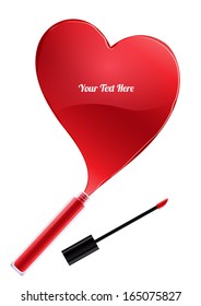 Heart of leaked out red lip gloss. Good for Valentines day design.
