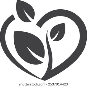 Un corazón con hojas