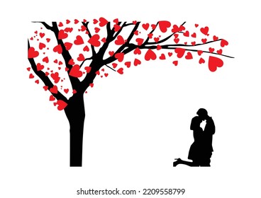 heart leaves and kissing couple poster wall sticker 