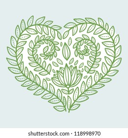 Heart from leaves - love nature, feel green
