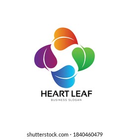 Heart and leaves symbol logo icon design template elements. 