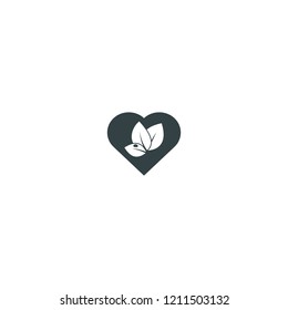 Heart and leaves of the tree. Icon denoting love for nature.
