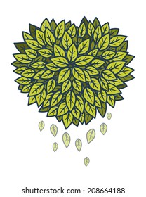 Heart of leaves. Vector illustration.