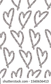 heart leopard dots vector seamless pattern