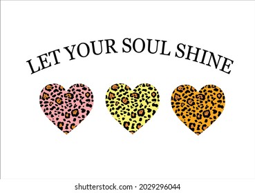heart leopard lettering vector design