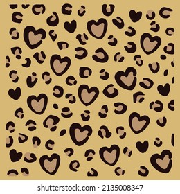 Heart Leopard Print Skin Texture Vector Illustration