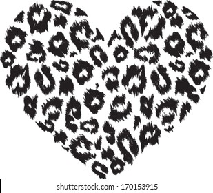 Heart with leopard print texture pattern